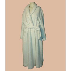JC Penneys White Long Robe Vintage Meduim Pockets Fleece Housecoat Cozy